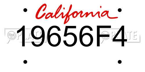 19656F4 California License Plate