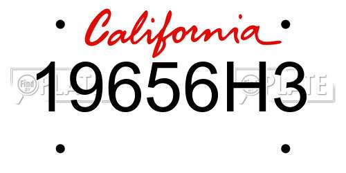 19656H3 California License Plate