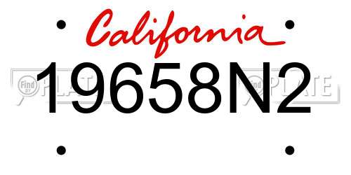 19658N2 California License Plate
