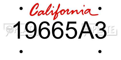 19665A3 California License Plate