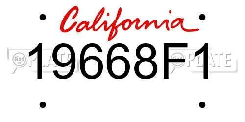 19668F1 California License Plate