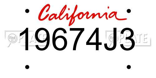19674J3 California License Plate