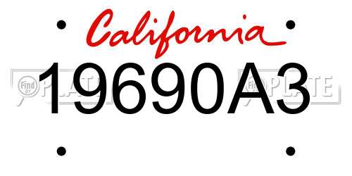 19690A3 California License Plate