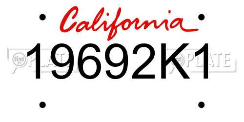 19692K1 California License Plate