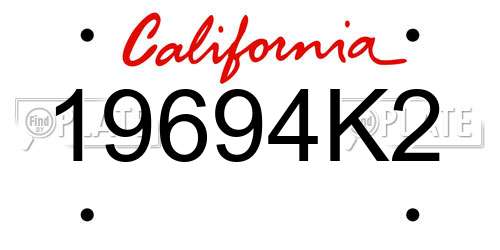19694K2 California License Plate