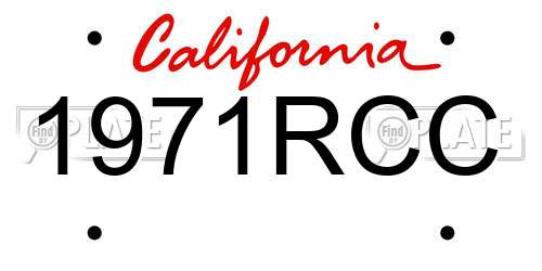 1971RCC California License Plate