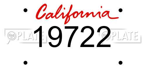 19722 California License Plate