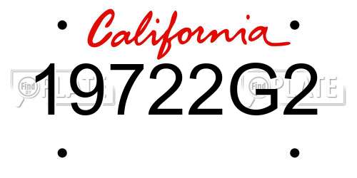 19722G2 California License Plate