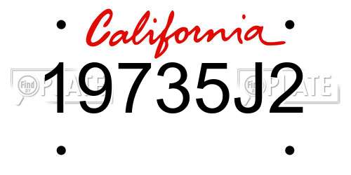 19735J2 California License Plate