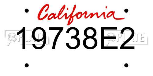 19738E2 California License Plate
