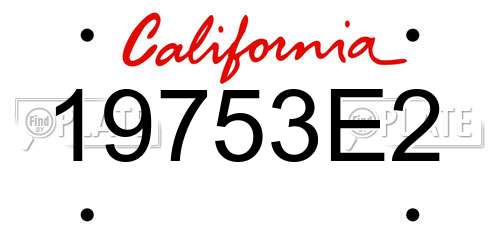 19753E2 California License Plate