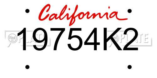 19754K2 California License Plate
