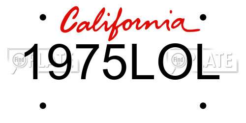 1975LOL California License Plate