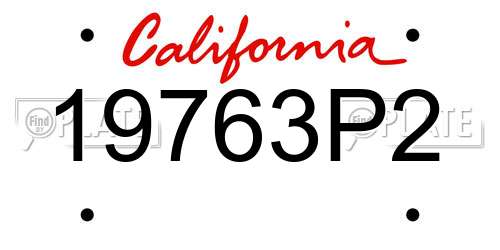19763P2 California License Plate