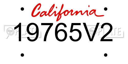 19765V2 California License Plate