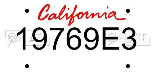 19769E3 California License Plate