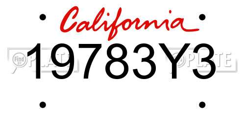 19783Y3 California License Plate