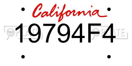 19794F4 California License Plate