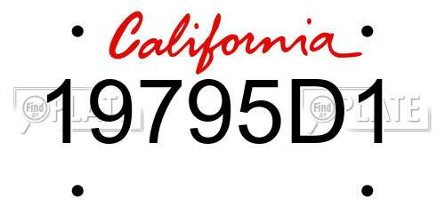 19795D1 California License Plate