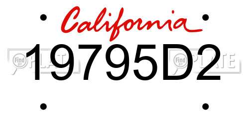 19795D2 California License Plate