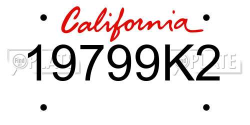 19799K2 California License Plate