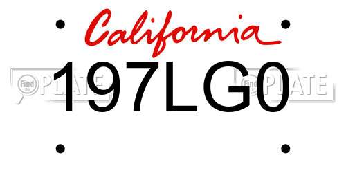 197LG0 California License Plate