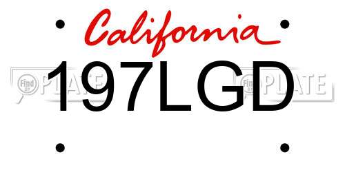 197LGD California License Plate