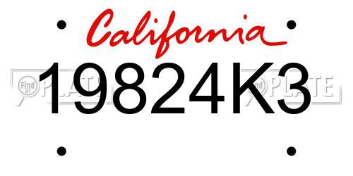 19824K3 California License Plate