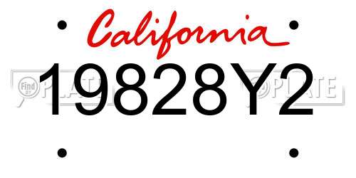 19828Y2 California License Plate