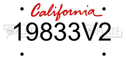 19833V2 California License Plate