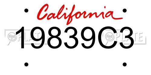 19839C3 California License Plate