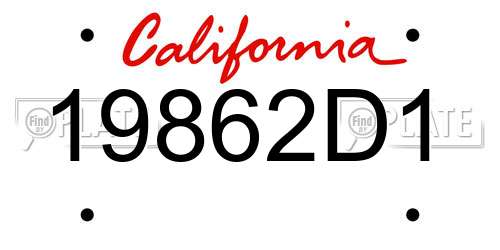 19862D1 California License Plate