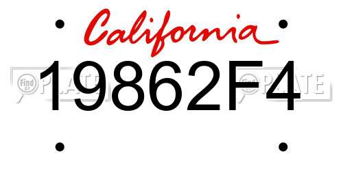 19862F4 California License Plate