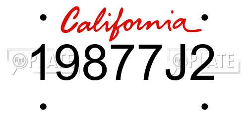 19877J2 California License Plate