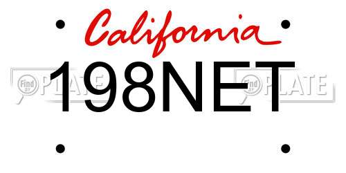 198NET California License Plate