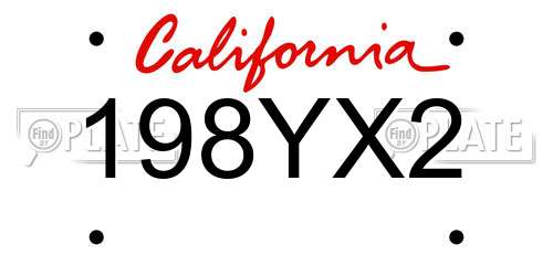 198YX2 California License Plate