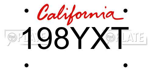 198YXT California License Plate
