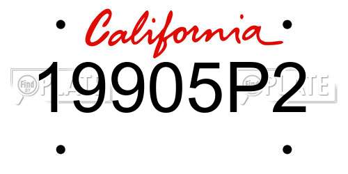 19905P2 California License Plate