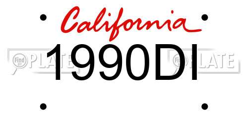 1990DI California License Plate