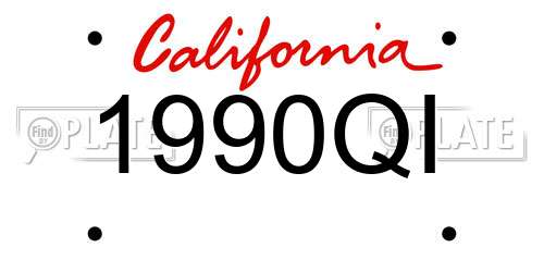 1990QI California License Plate