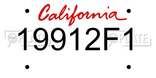 19912F1 California License Plate