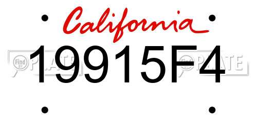 19915F4 California License Plate