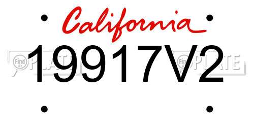 19917V2 California License Plate
