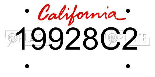 19928C2 California License Plate