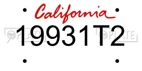 19931T2 California License Plate