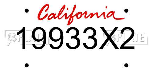 19933X2 California License Plate