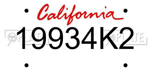 19934K2 California License Plate