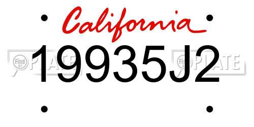 19935J2 California License Plate