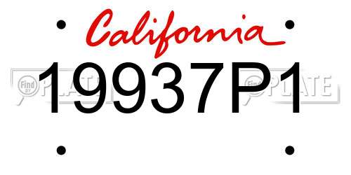 19937P1 California License Plate
