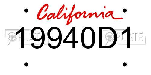 19940D1 California License Plate